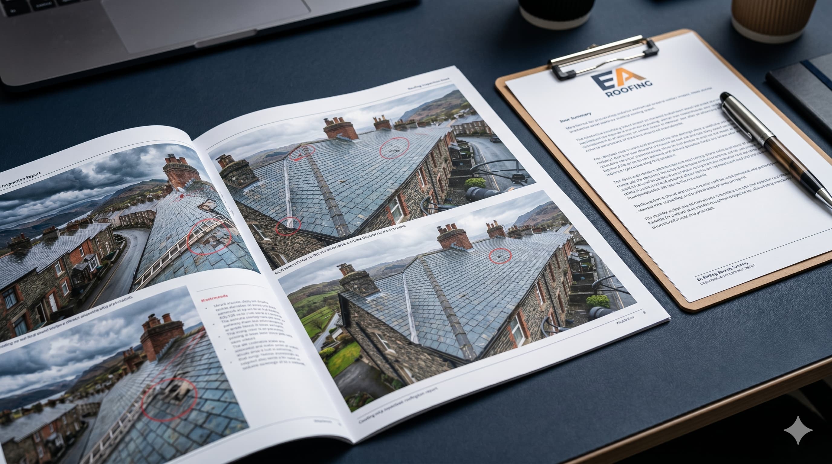 Example drone roof survey HD photo report by EA Roofing Services Carlisle