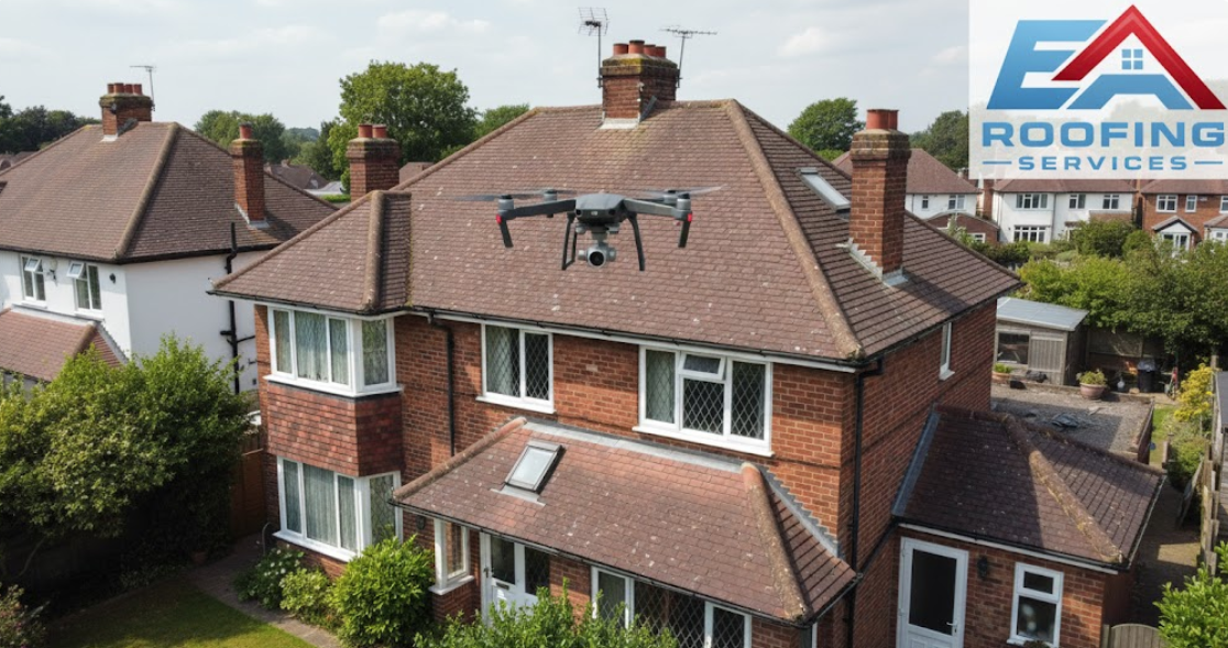 Drone survey footage of a roof